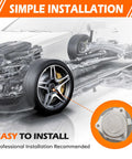 Diagram showing front wheel hub installation, with focus on Front Wheel Hub And Bearing Assembly With ABS For 2012 To 2020 Chrysler 300 And 2012 To 2014 Dodge Challenger Charger RWD Drop In Replacement 5 Lug Direct Fit Premium Quality.