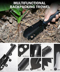 Multifunctional backpacking trowel from Ultra Durable 258 Piece Outdoor Survival Gear Kit With Water Filter Emergency Tent Led Lantern First Aid Supplies 25L Backpack For Camping Hiking And Family Prep.