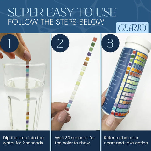 Step-by-step usage of 25 In 1 Water Test Kit For Drinking Water With Lead Chlorine PH Hardness And More For Home Use Includes 100 Tests