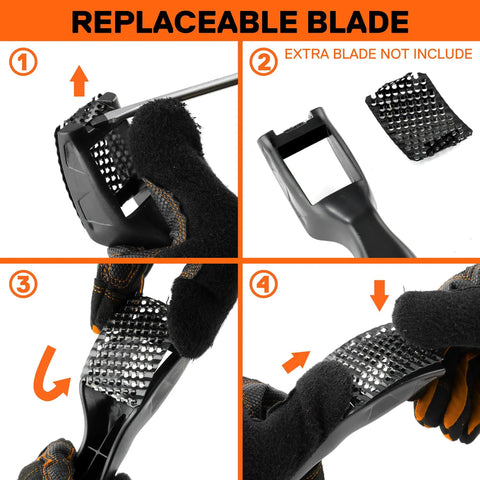Premium Mini Hand Wood Plane And Surform Rasp Shaver Tool With Durable 65Mn Steel Blade, showing replaceable blade installation process.