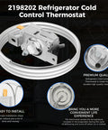 Upgrade Refrigerator Cold Control Thermostat 2198202 with eco-friendly materials and easy install wiring guide displayed.