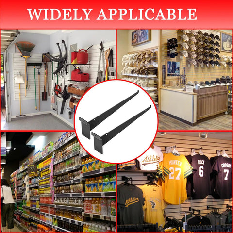 Heavy Duty Slatwall Knife Shelf Brackets 24 Pack 10 Inch Metal Shelf Brackets With Lip For Slatwall Panels in various displays