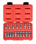 Shallow 6-Point U-Joint Socket Set With Case, 17-Piece 3/8 In Drive Includes SAE 3/8-3/4 In And Metric 10-19 mm in red case