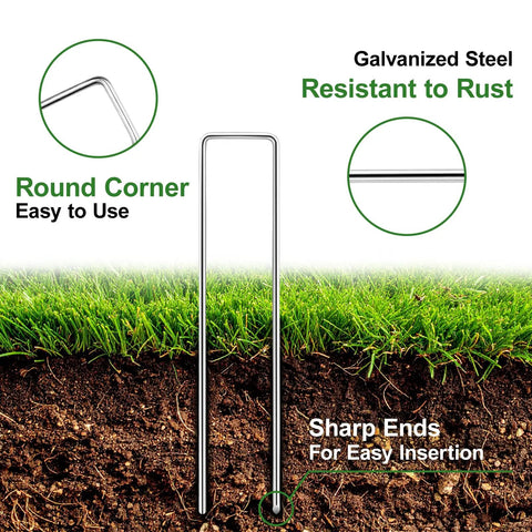 Heavy Duty 6 Inch Garden Stakes 25 Pack Anti Rust 11 Gauge Galvanized Ground Staples For Lawn Landscape Fabric Weed Barriers
