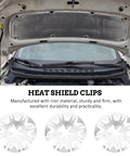 100 Pcs Inner Tooth Lock Washers Heat Shield Fasteners for car hood with iron material and elastic grip shown in use.