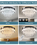 Modern Crystal Chandelier With Four Tier Hourglass Design, 19.7 Inch Ceiling Light, Dimmable LED With Remote in four settings