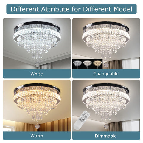 Modern Crystal Chandelier With Four Tier Hourglass Design, 19.7 Inch Ceiling Light, Dimmable LED With Remote in four settings