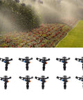 10 Pack Garden Sprinkler Heads With 360 Degree Rotating Lawn Watering System G1/2 Male Thread Durable Plastic shown on grass