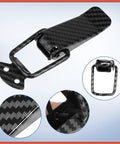 Universal Car Bumper Security Hook Lock Clips Quick Release For Trunk And Fenders Carbon Fiber Pattern 105x33mm 2 Pack shown in detail.
