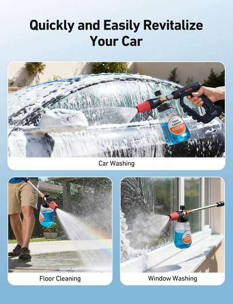 Foam Cannon For Pressure Washer With Wide Neck And Adjustable Nozzle Snow Foam Blaster For Car Wash 1/4 Inch Quick Connector