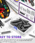 Solid Carbon Steel Spring Assortment Kit With 250 Piece Count Featuring 5 Versatile Compression Sizes For Heavy Duty Repairs And DIY Projects To Keep Your Gear Running Smooth And Tough Out There, clear storage box with assorted springs