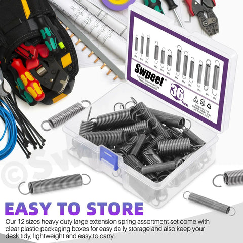 Solid Carbon Steel Spring Assortment Kit With 250 Piece Count Featuring 5 Versatile Compression Sizes For Heavy Duty Repairs And DIY Projects To Keep Your Gear Running Smooth And Tough Out There, clear storage box with assorted springs