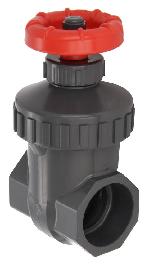 PVC Gate Valve 1 Inch Socket Pro Grade Non Rising Stem Buna N O Ring Hand Wheel Operated 200 Psi Max 140 Degree F