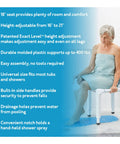 Senior Safe Bath Chair with Backrest for Shower or Tub, non-slip legs and supports up to 400 lbs, woman using chair in shower
