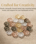 Natural Metal Bead Caps And Flower Spacer Pendants For DIY Jewelry Making 0.27 Inch End Caps On Burlap Surface
