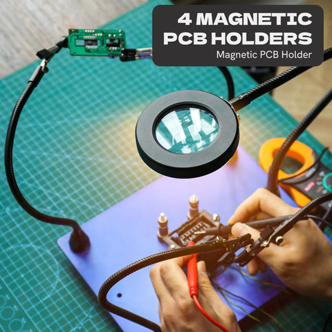Pro Grade All In One Soldering Station With 5X Magnifying Lamp And LED Light, Includes Solder Wick And Brass Cleaner, Third Hand Kit
