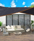 All Purpose Shade Cloth For Garden Plants And Backyard Projects Sixty To Seventy Percent Sunblock Netting over patio seating