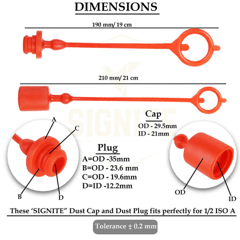 Hydraulic Hose Dust Caps And Plugs Kit Half Inch ISO A Quick Disconnects With Retention Ring Six Color Set Keeps Cap Attached