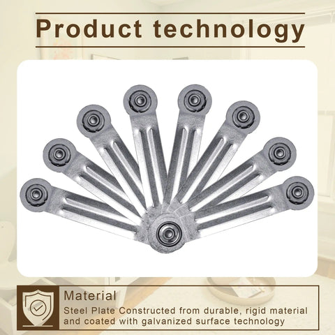 Eight Pack Glider Bearing Arm Brackets Heavy Duty Hardware Rockers With Galvanized Finish, 6.88 Inch Overall Length, 5.5 Inch Hole Spacing, One Quarter Inch Bolt Holes, Durable Weatherproof DIY Install; eight galvanized steel brackets
