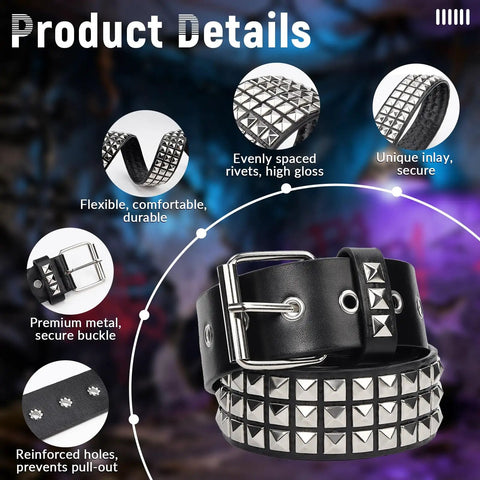 Dope Rivet Belt With Pyramid Studs For Men And Women Gothic Punk Style Black Belt Made From Premium Artificial Leather