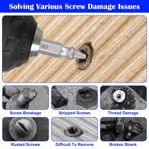 Six Piece Screw Extractor Set For Damaged Screws And Rusty Bolts HSS High Speed Steel Removers Nuts And Bolts Drill Bit Tools Easy Removal Kit