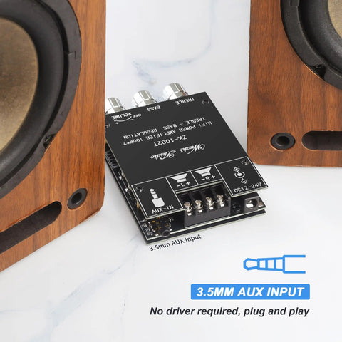 Dope Dual Chip Bluetooth Amplifier Board 100W Per Channel 200W Total For Home Audio With AUX Input And Wireless Bluetooth Support Wide 12 To 24V Input Class D between speakers