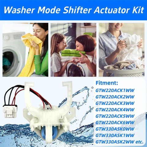Washer Mode Shifter Actuator Kit Replacement For GE Washers Replaces 4587847 And 4588013 Parts WH03X30517 WH05X25036, white plastic and metal
