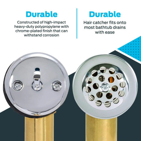 Trip Lever Bathtub Drain Kit With Beefy Brass 20 Gauge Tubing One And A Half Inch Drain Chrome Plated Trim Overflow Plate Stopper And Strainer Built For Real Life Bath Upgrades