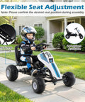 Child riding Kids Pedal Go Kart With Adjustable Seat Handbrake Free Wheel And Pedal Modes Four Wheel Ride On Toy Car