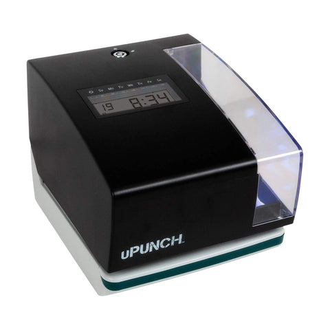 Zero Drama Digital Time Clock And Date Stamp Bundle Includes 100 Time Cards And Heavy Duty Rack To Crush Weekly Scheduling Errors And Keep Payroll Running Smooth, black digital time clock with display.