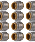 Max One Half Inch Push Cap Made In The USA 12 Pack Push To Connect Brass Plumbing Fitting For PEX Copper CPVC PE RT SDR 9 HDPE Pipes End Plug