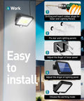 Installation steps for Two Pack Flood Lights Outdoor With Motion Sensor, Waterproof LED Sun Powered, 3 Lighting Modes, 16.4Ft Cable