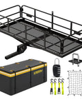 Heavy Duty Hitch Mount Cargo Carrier 60x24x14 Inch Folding Rear Luggage Basket for 2 Inch Receivers with accessories