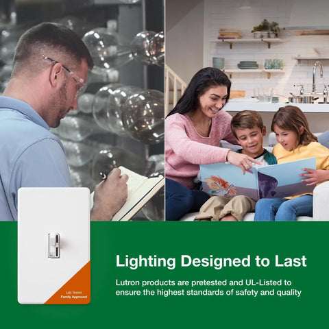 Toggle LED Dimmer Switch For Dimmable LEDs Halogen And Incandescent Bulbs 150W Single Pole Or 3 Way White 2 Pack Easy Install Dim Slider To Set The Vibe Mood Lighting In Living Room Kitchen Basement with family reading