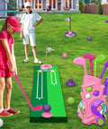 Toddler Golf Set With Putting Mat For Ages 3 To 5 4 Clubs 8 Balls 2 Practice Holes Indoor Outdoor Play Kid Friendly Portable Carry Strap And Storage Bag 20 Piece shown on lawn with children playing