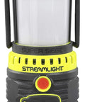 1100 Lumen Rechargeable Outdoor Hand Lantern Flashlight With 120V AC Charger And Portable USB Power Bank in yellow with elastomer overmold