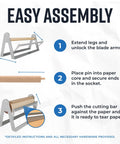 Easy assembly guide for Heavy Duty Steel Butcher And Kraft Paper Roll Dispenser With Razor Sharp Cutter Blade.