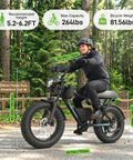 Man riding R7 Electric Bike For Adults With 750W Motor Top Speed 25 MPH Up To 50 Mile Range Per Charge 20 Inch Fat Tires