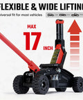 4400 Lb Hydraulic Off Road Floor Jack With Big Wheels For Trucks SUVs And ATVs, Dual Piston Quick Lift shown at max lift height
