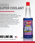 Premium Diesel Coolant Booster For Heavy Duty Haulers Boosts Heat Transfer And Crushes Engine Overheating Gripes Keep Your Rig Running Smooth 15 Oz Bottles 12 Pack Cummins Duramax Compatible in a clear bottle with red cap.