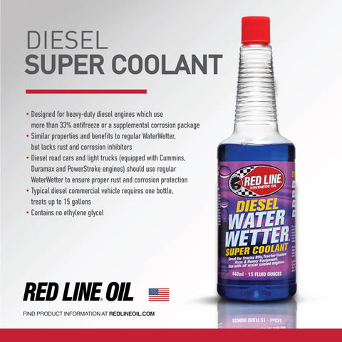 Premium Diesel Coolant Booster For Heavy Duty Haulers Boosts Heat Transfer And Crushes Engine Overheating Gripes Keep Your Rig Running Smooth 15 Oz Bottles 12 Pack Cummins Duramax Compatible in a clear bottle with red cap.