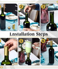 Installation steps for 100 Pack Black Wine Bottle Sealers With Solid Airtight Plastic Cork Tops And Quick Squeeze Grip Caps.