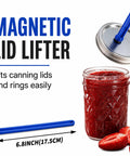 3 Piece Canning Starter Kit For Beginners With Food Grade Stainless Steel Jar Lifter Wide Mouth Funnel And Magnetic Lid Lifter showing jar and strawberries