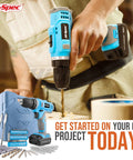 Your Go To Cordless Drill Set 50 Piece 12V Power Driver Kit with Rechargeable Battery in use for drilling wood