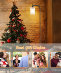 Gold Floor Lamp Tall Standing Light With Clear Glass Shade For Living Room And Bedroom near Christmas tree