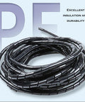 Spiral Cable Wrap Sleeve 5.5 Ft Coil 1 Inch Diameter PE Material Durable Flame Retardant Cord Organizer