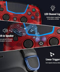 Wireless Controller For PS5 And PC With Hall Effect Joysticks LED Channel Light Turbo 6 Axis Gyro Dual Motors Touchpad 3.5mm Audio Jack And Built In Speaker Bluetooth Gaming Pad Compatible With Pro Slim And Original Dock Camo Red, highlighting LED light and built-in speaker features