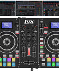 Party-Ready Portable 2-Deck DJ Controller With LCD Display USB Audio Mic Input Record Output 16 Performance Pads Manual Looping Plug-And-Play Setup Includes Virtual DJ LE Software Download