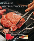 Heavy Duty Stainless Steel Kitchen Tongs Set Of 3 7 Inch 9 Inch And 12 Inch Heat Resistant To 600 Degrees on grill with meat