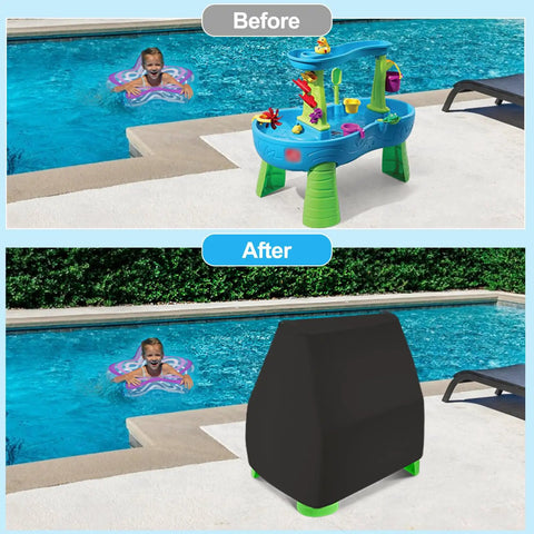 Heavy Duty Kids Water Table Cover With 600D Oxford Fabric, Waterproof Dust Proof And Anti UV, Fits Most 41 X 25 X 33 Inches Water Tables, Outdoor Play Essential, Weather Resistant protecting water table next to pool